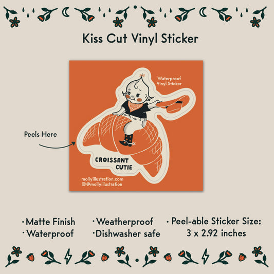 Molly Illustration - Croissant Cutie - Vinyl Sticker