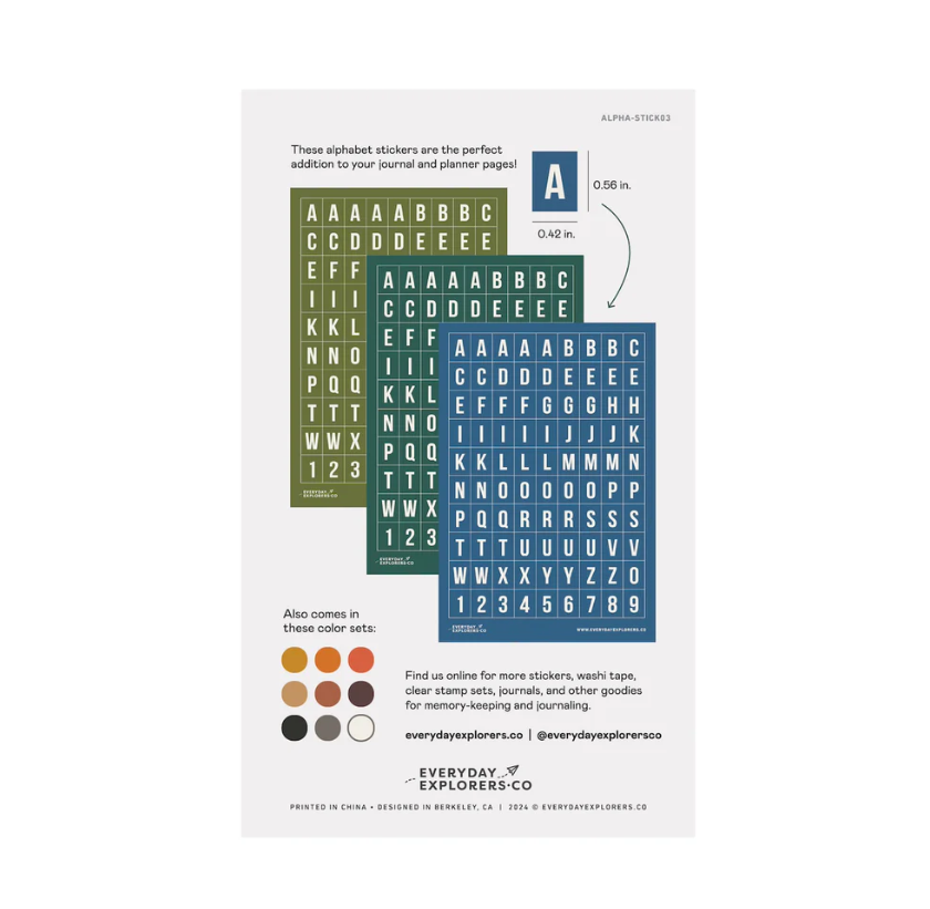 Everyday Explorers Co - Sea Breeze - Alphabet Sticker Sheets