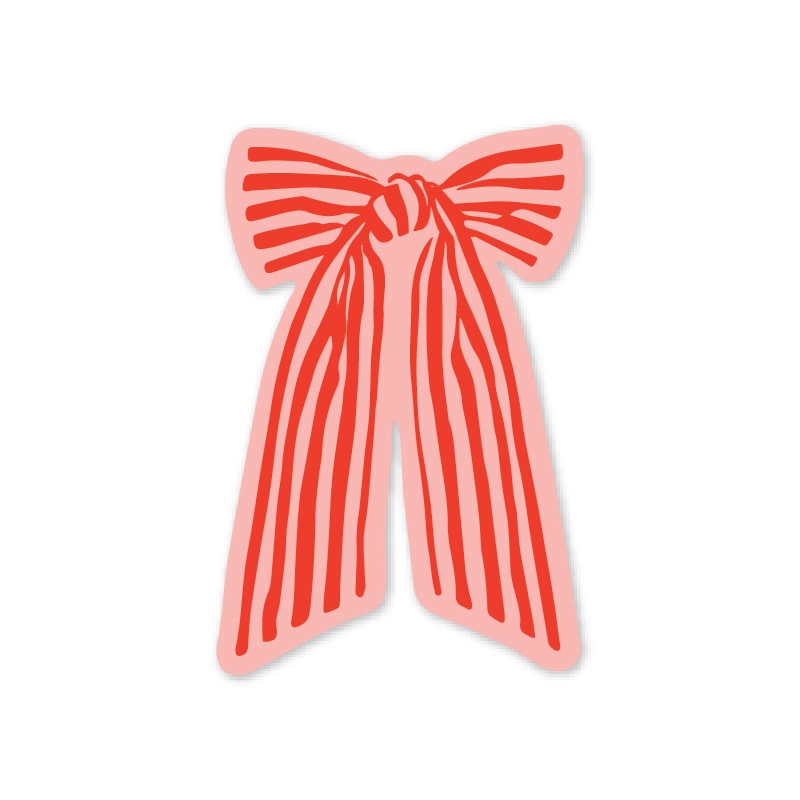 MELLOWWORKS - Red Striped Bow - Vinyl Sticker