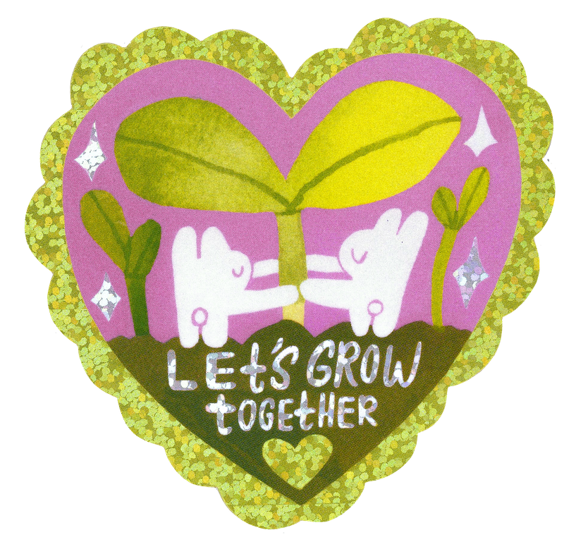 Odd Rabbits - Let's Grow Together - Glitter Vinyl Sticker
