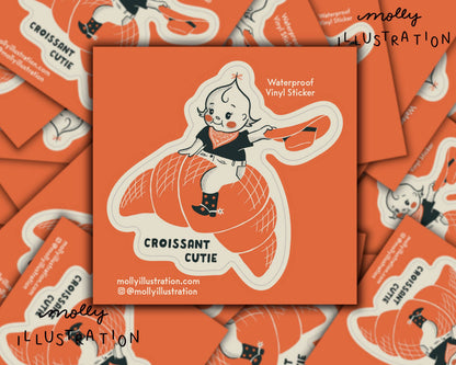 Molly Illustration - Croissant Cutie - Vinyl Sticker