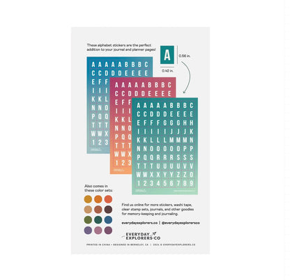 Everyday Explorers Co - Summertime - Alphabet Sticker Sheets