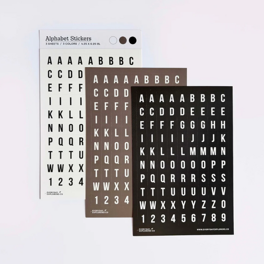 Everyday Explorers Co - Monochrome - Alphabet Sticker Sheets