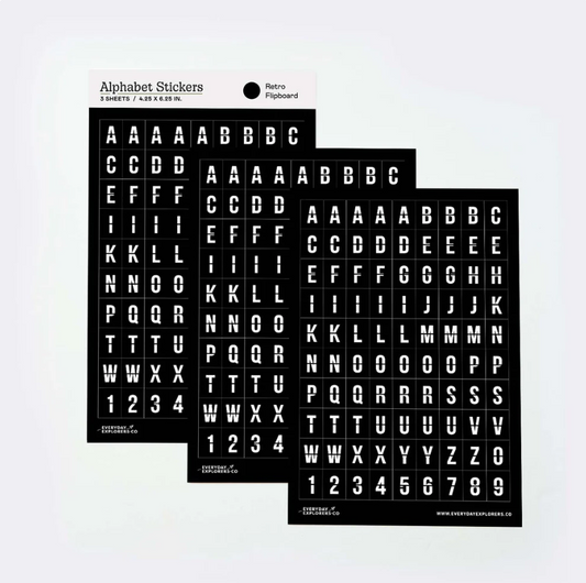Everyday Explorers Co - Retro Flipboard - Alphabet Sticker Sheets