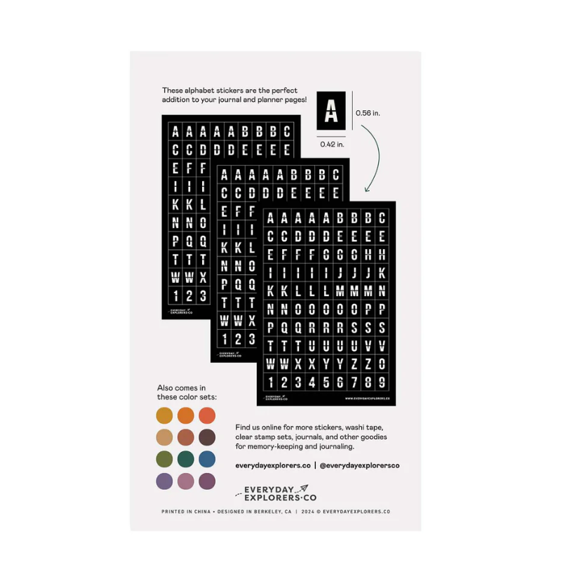 Everyday Explorers Co - Retro Flipboard - Alphabet Sticker Sheets