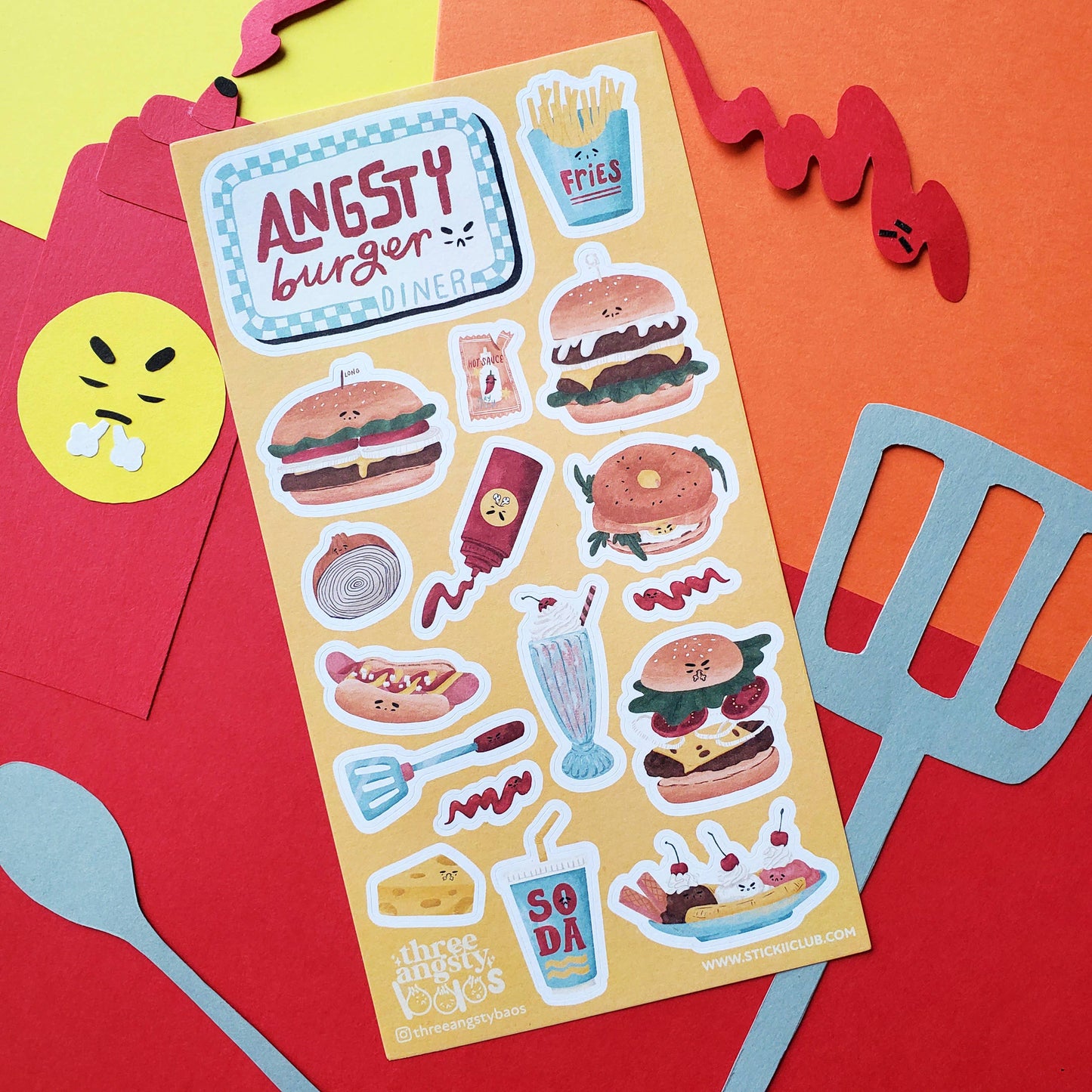 STICKII - Three Angsty Baos - The Angsty Diner - Sticker Sheet