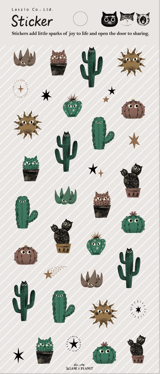 the cats SESAME & PEANUT - Cactus Cats - Sticker Sheet