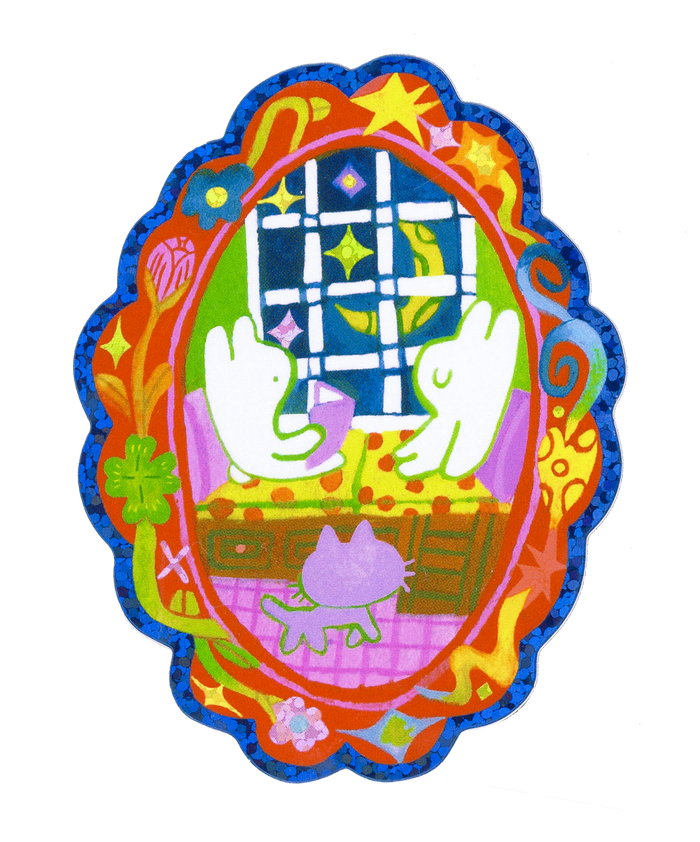 Odd Rabbits - I'm Glad You're Here -  Glitter Vinyl Sticker