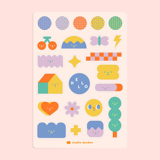 Studio DonDon - Kawaii Shapes V2 - Sticker Sheet